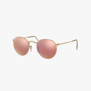 Ray-Ban Round Foldable Sunglasses (Pink & Gold)